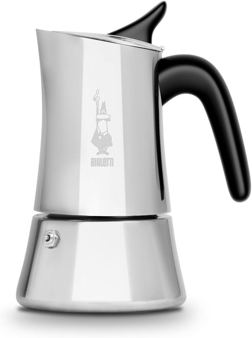 Bialetti Moon Exclusive Induction Stainless Steel Moka Pot, Stovetop Espresso Maker, Italian Coffee Maker, 6 Espresso Shots, (7.9oz - 235 ml), Compatible with All Stovetops, Silver