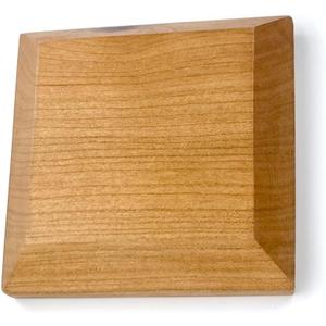 Solid Cherrywood Pedestal, Square Wood Display Base with Bevel, Modern Farmhouse Decor Wooden Riser for Display (4" x 4" x 7/8")