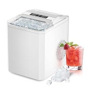 DUMOS Countertop Ice Maker, Portable 1.5L Ice Machine with Self-Cleaning, 26.5lbs/ 24H Fast Ice Making, 9 Bullet Ice Cubes in 6 Mins, 2 Size Options, Quiet Compact Ice Maker, Bright White