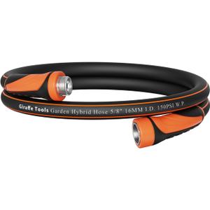 Giraffe Tools Garden Leader Hose 5/8 inch x 5ft, Short Water Hose Heavy Duty, Flexible, Lightweight Hybrid Hose with Swivel Handle, Male to Female Fittings (5' (feet) Male to Female, 5/8 Inch Black)