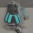 Snorkeling Gear for Adults, 4 in 1 Adult Snorkel Set with Panoramic View Snorkel Mask, Dry Top Snorkel, Adjustable Short Fins and Travel Bag, Snorkel Set with Fins for Snorkeling Diving (Turquoise Blue/Transparent) (S/M)