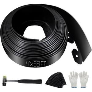 No Dig Landscape Edging 33FT, 4 Inch Plastic Edging for Landscaping with 100 Spikes, for Garden, Lawn, Flower Beds and Yard, Black