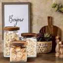 Gerrii 3 Pcs Glass Food Storage Containers 17/24/34 oz Vintage Glass Jar with Lid Begonia Pattern Airtight Candy Jar Food Jars Canisters for Kitchen Counter Pantry Coffee Tea Beans (Square)