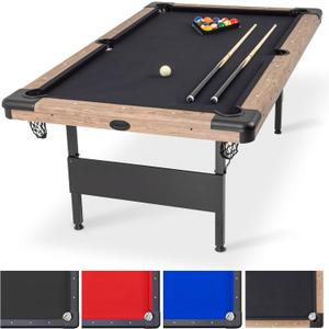 GoSports 6, 7, or 8 ft Billiards Tables - No Assembly, Choose Your Color - Portable Pool Table Includes Full Set of Balls, 2 Cue Sticks, Chalk and Felt Brush