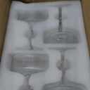 Qipecedm 4 Pcs Ribbed Coupe Glasses, 10 oz Vintage Coupe Glass Set, Unique Martini Glass, Classic Cocktail Galssware, Bar Drinking Glasses Set Pefect for Cocktail, Wine, Champagne & Gift