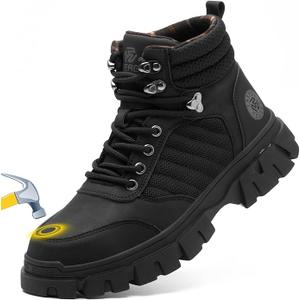 KELODON Waterproof Steel Toe Boots For Men-6 Inch Comfortable Mens Safety Work Boots Indestructible Steel Toe Shoes Lightweight Non Slip Puncture Resistant Industrial Construction Boot Size 9.5