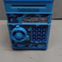 ATM Piggy Bank for Boys Girls, Vcertcpl Mini ATM Coin Bank Money Saving Box with Password, Kids Safe Money Jar for Adults with Auto Grab Bill Slot, Great Gift Toy Bank for Kids (Camouflage Light Blue)