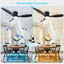 Depuley Flush Mount Ceiling Fan: 52-Inch Black Ceiling Fans with Lights for Bedroom Indoor Outdoor - Low Profile Ceiling Fans with Remote Control 24W 3CCT Dimmable 3 Reversible Black Blades 6 Speeds