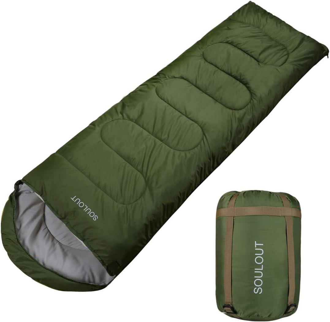 3-4 Season Sleeping Bag for Adults & Kids, Lightweight Warm Cold Weather Camping Bag with Waterproof Compression Sack Portable for Hiking, Backpacking, Traveling & Outdoor Adventures (Army Green, 87"x30")