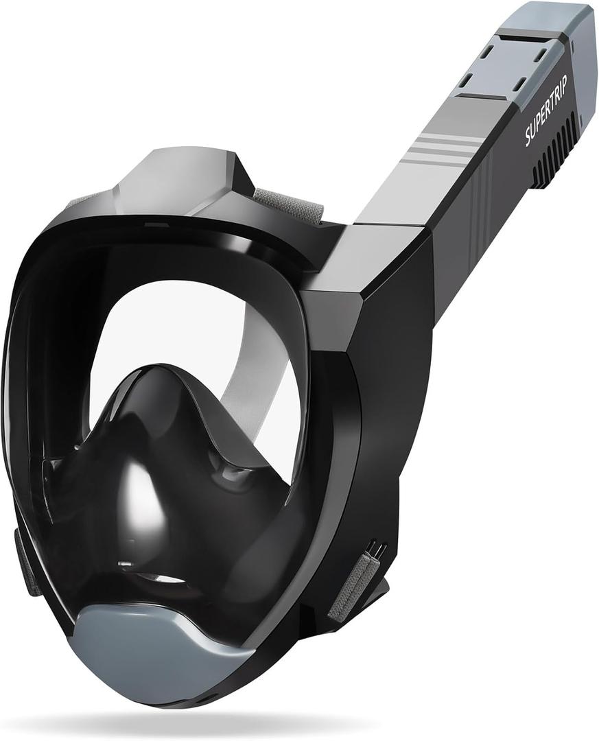 Supertrip Full Face Snorkel Mask Adults, Snorkeling Gear for Adults with Shorten Breathing Distance, Snorkel Mask for 180Panoramic View Camera Mount Advanced Breathing System, Anti-Fog Anti-Leak