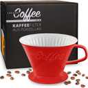 Creano Porcelain Coffee Dripper Red - Ceramic Cone Brewer - Pour Over Coffee Maker for Filter Bags Size 4 - Easy Manual Brew for pure Taste - also for Camping, Hiking (Standard)