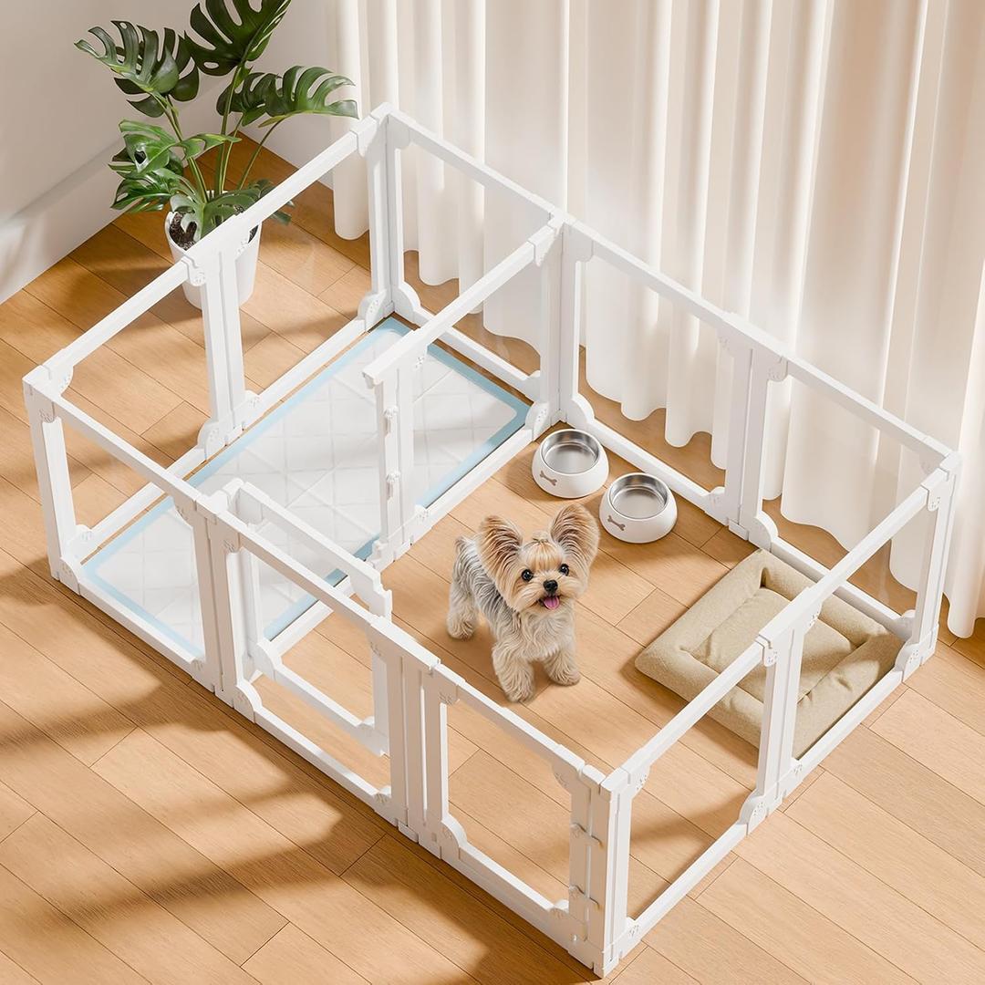 EVERFRONT Stackable Clear Acrylic Dog Playpen Indoor 24"H, 12 Panels
Clear acrylic 360° view, No Screws, tool-free assembly, Double-Lock, fit small dogs, cats & rabbits indoors