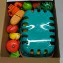 100 PCS Cutting Play Food Toy for Kids Kitchen, Pretend Food Toys for Toddlers, Play Kitchen Toys Accessories with 2 Baskets, Fake Food/Fruit/Vegetable, Birthday Gifts for 3 4 5 Years Old Boys Girls (Blue)