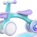 Umatoll Colorful Lighting Baby Balance Bike Toys for 1 Year Old Boys Gifts, Adjustable Seat Baby Walker, One Year Old Boy Birthday Gifts, 12-24 Months Toddler First Ride on Toys with Removable Basket