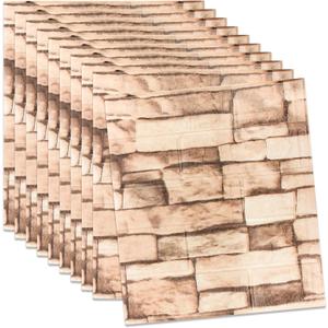 30 Pack 3D Wall Panels Peel and Stick, Waterproof Foam Stone 3D Wallpaper, Self Adhesive Foam Wallpaper for Bedroom Bathroom Kitchen (13.7 * 15.1in) (Rock Brick)