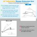 iFealClear All Metal 20" Shower Head Extension Arm, Solid Brass Shower Head Extender Adjustable Height Angle, G1/2 Universal Connection Stainless Steel Pipe with Lock Joint for Rain Showerhead, Chrome