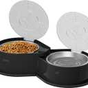 Newget Stainless Steel Dog Bowl Set with Lids, 304 Metal Dual Food & Water Bowls for Dogs & Cats, Foldable Pet Feeder with Cover Keeps Food Fresh, Anti-Skid Dog Dish for Small/Medium/Large Pets