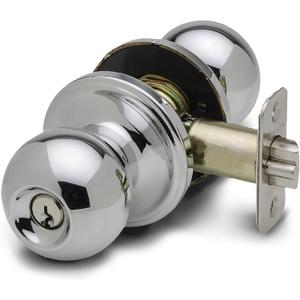 Copper Creek BK2040PS Ball Door Knob, Keyed Entry Function, 1 Pack, in Polished Stainless