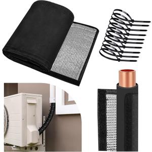 3 Layers Ac Pipe Insulation Outdoor Protector Outdoor 600D Oxford HVAC Copper Pipe Insulation Cover 72x10.2In with 10 Cable Ties for Central Air Conditioning Mini Splits