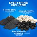 NATIONAL GEOGRAPHIC Rock Tumbler Grit & Media Refill Kit Rock Polishing Supplies Kit, 4-Stage Silicon Carbide Bulk Grit, 1.5 Pounds of Ceramic Pellets, Stone Tumbling & GemFoam Polishing Media