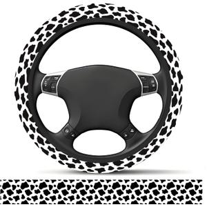 Elastic Car Steering Wheel Cover, Universal 15 inch Non-Slip Breathable Neoprene Steering Wheel Protector, Car Accessories for Women Men Fit Auto, Suvs, Truck Cow Print