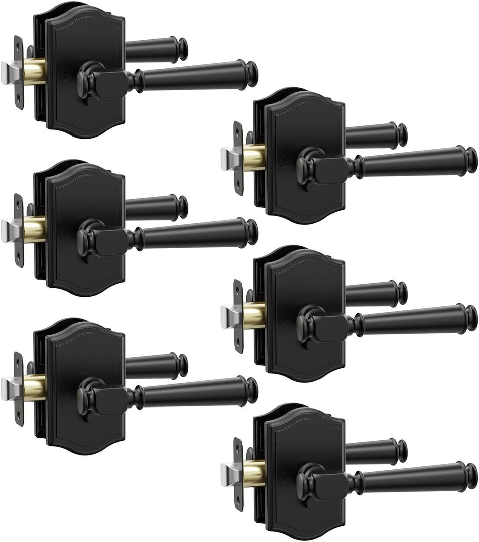 Asidrama 6 Pack Matte Black Privacy Interior Door Handles
