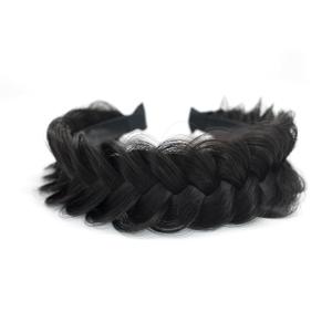 TOECWEGR Braided Headband WithTooth Wide Braid Messy Hair Hoop WomenFashion Hair Accessories (Dark Brown Black 2A)