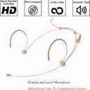 Headset Microphone Discreet Headworn Ear Hook Earset Over The Ear Mic for Sennheiser Wireless Transmitter, Ideal for Lectures, Live Performance, Theater, Podcasts Beige