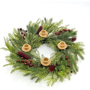Seasons Christmas Advent Wreath, 18 inch Candle Holder Wreath, Traditional Decorations for Table Indoor Home & Church (Green)