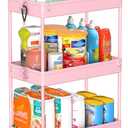 SPACEKEEPER Rolling Storage Cart 3 Tier, Bathroom Cart Organizer Laundry Room Organizer Utility Cart Mobile Shelving Unit Multi-Functional Shelves for Office, Kitchen, Bathroom, Pink