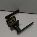 Door Handles Interior with Door Turn Lock - Privacy Heavy Duty Keyless Door Knobs, Black Reversible Square Door levers for Bathroom, Bedroom, and Rooms (1 Pack, Matte Black)