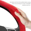 Car Steering Wheel Cover, 15 Inch Anti-Slip Suede Steering Wheel Protector with Comfortable Grip, Breathable Sporty Auto Wheel Wrap Universal Fit for Most Cars Trucks SUVs (Red)