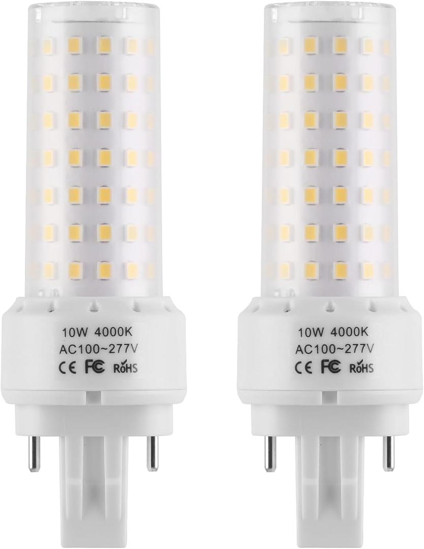 GX23-2 Base LED Light Bulb Plug and Play,4000K Neutral White 2Pin LED PL Bulb, 13W 18W CFL Equivalent, Ballast Compatible (Neutral White, 10W 2pcs)