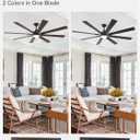ZMISHIBO 72 inch Large Ceiling Fans with Lights and Remote, Indoor/Outdoor Black Modern Ceiling Fan for Kitchen Living Room Patio, 6 Speed Reversible Quiet DC Motor, 3 CCT, Dual Finish 8 Blades