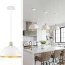 White Gold Pendant Lights Kitchen Island, 11.8" Modern Dome Pendant Light Fixtures Farmhouse Hanging Lights for Dining Room Hallway Sink Entryway