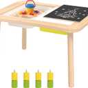 summidate Sensory Table, Indoor Children Play Sand and Water Table for Toddlers 1-3, Kids Wooden Activity Table with Storage Bins, 3-Level Height Adjustable, Christmas and Birthday Gift