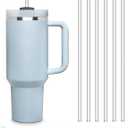 Halm Glass Straws 6x 12 inch Long Replacement Straw for Stanley Quencher Cup 40 oz & 30 oz Plastic-Free Cleaning Brush - Reusable Drinking Straw Dishwasher Safe Made in Germany (Clear)