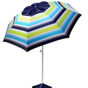 8FT Large Beach Umbrella with Level 7 Wind Resistance, Sand Anchor, Portable Outdoor Umbrella with UPF50+ UV Protection, Tilt Sun Shelter for Beach, Patio, Yard