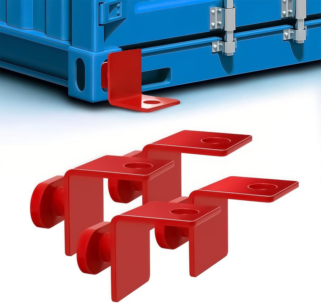 4 Pack Shipping Container Anchors, Shipping Containers Side Twist Lock, Shipping Container Tie Downs, Shipping Container Accessories for Anchoring to Rock Floor or Cement (Red)