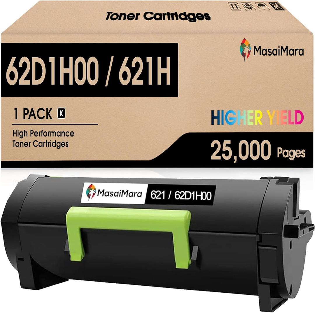 MasaiMara 62D1H00 621H Black Compatible Toner Cartridges for Lexmark MX710 MX711 MX810 MX811 MX812 MX710de MX710dhe MX711de MX711dhe MX711dthe MX810de MX810dfe MX810dme MX810dpe MX810dte Printer