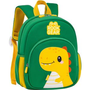 Lightweight and breathable children's dinosaur schoolbag, made of SBR diving fabric, suitable for kindergarten backpacks (green, Small)