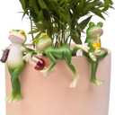 Miniature Frog Figurines Plant Decorations for Pots, 3Pcs Frog Statue Planter Hugger for Flower Yard Lawn Ornament
