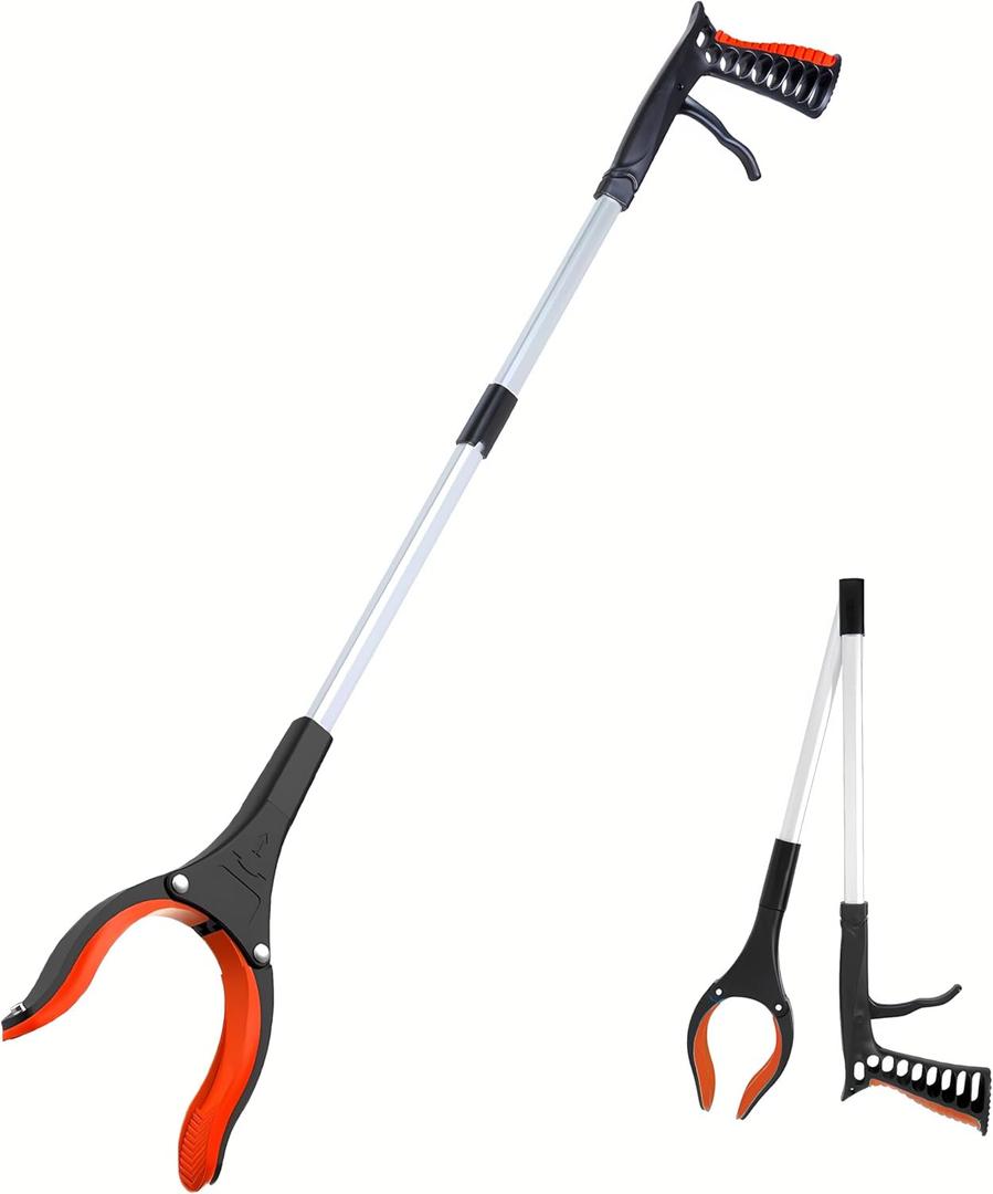 Grabber Reacher Tool - 32 Extra Long Foldable Gripper and Reaching Tool - Heavy Duty Pick Up Stick Grabbers for Seniors, Trash, Surgery Recovery Must Haves Gifts (red)