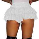 RoseSeek Women's Sequin Glitter Booty Shorts Sparkly Skirts Rave Skorts | Layered Ruffle, High Waisted, Club Party, Cheeky