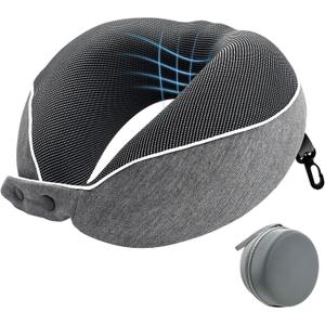 Memory Foam Travel Pillow,U-Shaped Neck Pillow for Sleeping Airplane and Car, with Portable Storage Case, Soft & Breathable, Provides Head & Neck Support