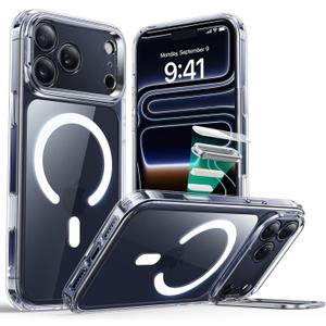 ESR for iPhone 17 Pro Max Case with Stash Stand, Camera Control Cover Compatible with MagSafe, Military-Grade Drop Protection for iPhone 17 Pro Max Phone Case, Scratch-Resistant Back Cover, Clear