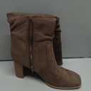 Juliet Holy  Womens Knee High Boots Chunky High Heel Square Toe Side Zipper Wide Calf Boot  (Coffee, 11)