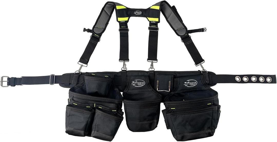 Dead On Tools - 1680 Denier Poly Framer’s Tool Belt with Suspenders (HDP369857),Black