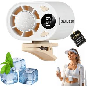 Car Clip on Air Conditioner Fan with LED Display Cooling Fan 360 Rotation & 199 Speeds with Semi Technology 3-Speed Silent Bladeless for Cars Hands Free Clip on Fan for Work Camping