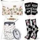 Patelai 4 Pcs Mahjong Gifts for Women 12oz Stainless Steel Insulated Tumbler Mahjong Coin Purse Cosmetic Bag Luck Bracelet Socks for Valentine Accessories Ornament Birthday Gifts